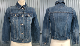 Old Navy Maternity Denim XS Blue Jean Jacket Distressed Button Womens - £13.59 GBP