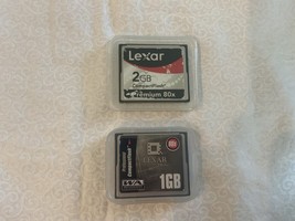 Lexar Set of 2 Compact Flash Cards 1GB 80x  2GB Premium 80x - $562.95 MXN