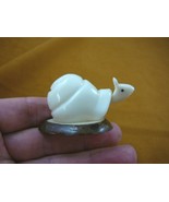 (TNE-SNA-26-C) little white Snail shell TAGUA NUT Figurine carving I lov... - $15.42