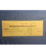 1941 The Farmers &amp; Merchants Bank MONTICELLO Florida FL FLA  Obsolete Check - $27.00 CAD