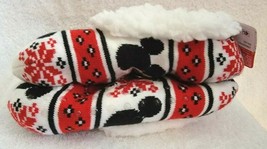 Disney MICKEY MOUSE Slipper Socks Kids Size 4-10 Faux Fur No Slip - £10.14 GBP