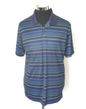 Ben Hogan Polo Golf Shirt Men&#39;s Size Large  Multicolor Stripes on Blue Polyester - £9.46 GBP