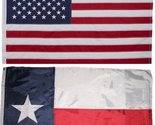 Moon Knives (Lot of 2 Flags) 3x5 Embroidered Texas + USA Nylon Flag 3x5 ... - $36.88