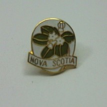 Nova Scotia Flower Green White Lapel Pin Pinback Button - £2.47 GBP