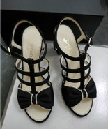NIB 100% AUTH 16P G31358 Chanel Black Satin Bow Sandals $1125 SZ 36.5 - £456.05 GBP