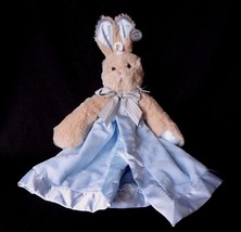 BEARINGTON Baby Collection Blue Bunny Lovey Blanket Security Blue Satin - £46.95 GBP