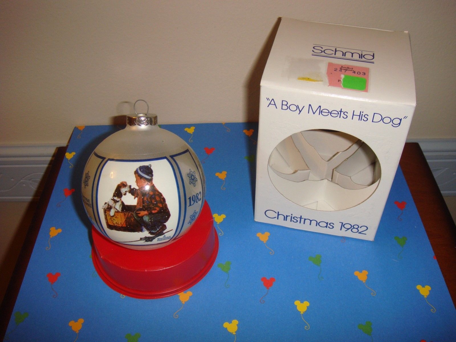 Schmid 1982 Norman Rockwell A Boy Meets His Dog Ornament - $13.99