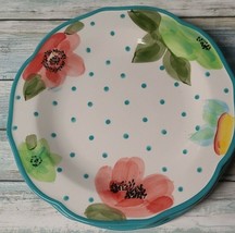 Four (4) Pioneer Woman ~ Turquoise ~ Vintage Bloom ~ 10.5&quot; Ceramic Dinner Plate - £47.72 GBP