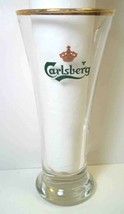 Pilsner beer glass CARLSBERG crown green logo wide gold rim 20cl 10 oz - £7.11 GBP