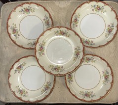 Rose ware Reading Japanese Porcelain Soup Plates Dish set of 5 Vintage Antique - £15.81 GBP