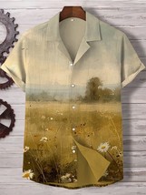 Men&#39;s Landscape Oil Painting Art Print Casual Shirt - $26.00