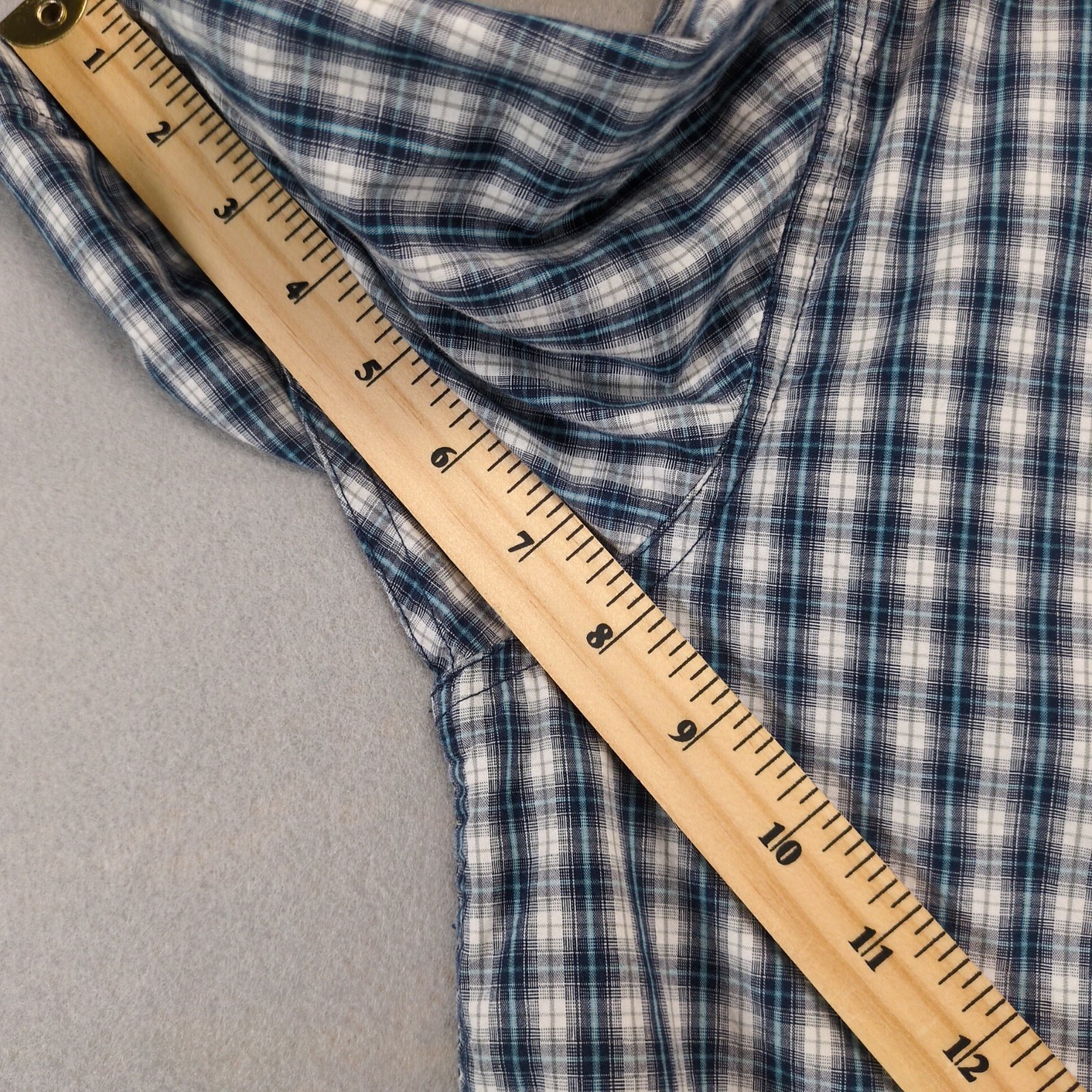 Wolverine Blue Plaid Cotton Button Down Shirt Men's L Tall Short Slv Gorpcore Item image 4