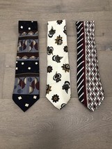 3 100% Silk Ties Hubert, Luciano Soprani &amp; Valentino - Geometric Patterns - $18.00