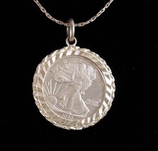 Walking libery coin necklace sterling chain 2000 Millennium .999 Silver Eagle Pe - £99.90 GBP