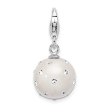 Sterling Silver Click-On White Ferido &amp; Stellux Crystal Ball Charm 24mm x 12mm - £18.78 GBP