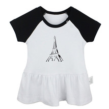Eiffel Tower Sketch Jumpers Newborn Baby Dress Toddler Infant Cotton Clothes - £10.28 GBP