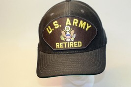 Vintage US Army Retired Black Snapback Hat Cap Made in the USA Eagle Crest - $10.88