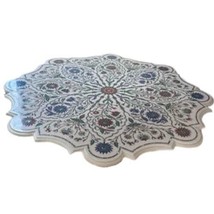 30&quot; White Marble Inlay Table Round Coffee Side Table Top Pietradura Art Handmade - $1,377.40