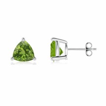 ANGARA Natural Peridot Stud Fine Earrings in Sterling Silver (Size-7mm) - £120.78 GBP+
