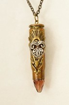 Costume Jewelry Statement Pendant Necklace Copper Crystal Pendulum Casing - $24.74