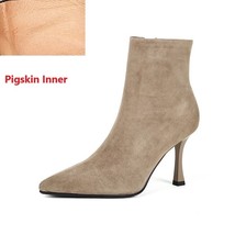Ladies Shoes Sheep Suede Winter Boots Side Zippers Elegant Women Shoes Pointed T - £111.35 GBP