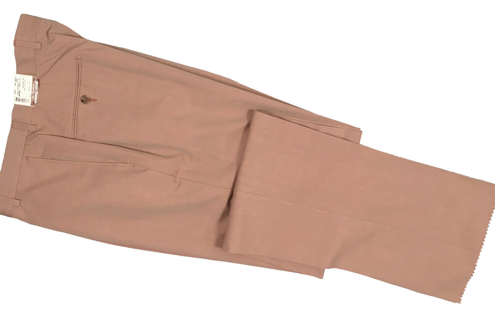 Primary image for NEW $295 Hickey Freeman Cotton Pants! 35  Rose & Tan Herringbone Design