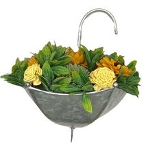 Spring Decor Small Metal Umbrella with Faux Flowers Wall/Door Decor - $17.09