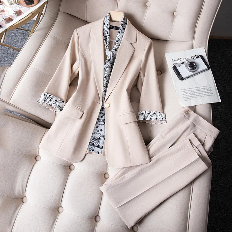 White Suits Women Summer Thin  Casual Design Professional Half Sleeve Blazer And - £157.95 GBP