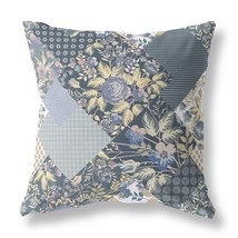 20&quot; Blue Yellow Boho Floral Indoor Outdoor Throw Pillow - £57.77 GBP