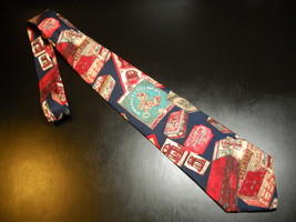 George Machado Zylos Neck Tie Italian Silk Biscuits and Tins Huntley And Palmers - £9.63 GBP