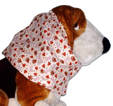 Beige Hearts Paws Bones Cotton Dog Snood Cavalier KC Spaniel Cocker  - £8.60 GBP+