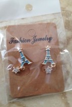 Eiffel Tower gold plated pierced earrings - £14.95 GBP