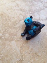 Miniature Black And Turquoise Colored Firm Panda Bear - £15.17 GBP