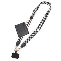 Clip N&#39; Carry Crossbody Phone Carrier With Pouch Wallet Black Check - $24.75
