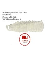 10 Pack / PCS Face Mask Soft White Cotton Reversible Washable Adult Unisex - $13.60 CAD
