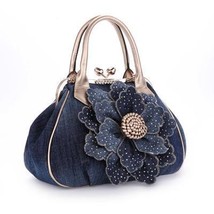 3D denim roses flowers  bag embossed Beautiful Women Casual handbag fashion gir - £96.55 GBP