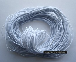 elastic bead stringing beading cord 75&#39; White 1mm 25 meters thin stretchy M069 - £2.32 GBP