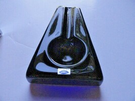 Comoy's  of London Heavy Blue Glass  Ashtray  Made in Italy  8 3/8 " L x 5 " image 8