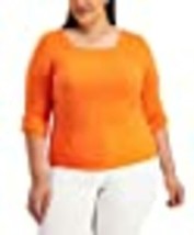 MSRP $57 Style Co Plus Size 34-Sleeve Square-Neck Wild Orange Size 1X - £7.50 GBP