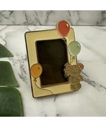 Hallmark Vintage 80s Enamel Mini Picture Frame Gold Bear Balloons Metal - $25.71 CAD