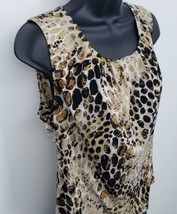 Andrew Marc New York Sleeveless Pullover Top Womens Large Tan Black Anim... - $14.00