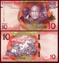 Lesotho P-New, 10 Maloti, 3 Kings / cozmos flowers, Basotho hat UNC 2021 - $2.99