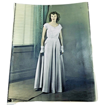 Young Lady Formal Long Dress 8x10 Color Photography Portrait 1945 1940s Vintage - £6.20 GBP