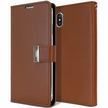 Goospery Rich Diary Leather Wallet Case For I Phone Xs Max 6.5&quot; Brown - £6.12 GBP