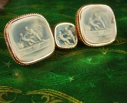 Erotic lovers / Vintage Cufflinks / Apollo and Daphne / HUGE Neoclassical Nude/  - £207.05 GBP