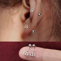 Womens Girls Surgical Steel Tiny Heart Stud Earrings Screw Back Trendy Jewelry - £8.69 GBP