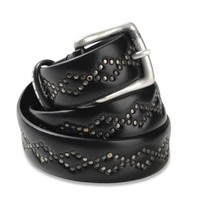 DIESEL BRIT Studded Leather Belt Black, Size 90 (36&quot;) $268 Made in ITALY - £79.04 GBP