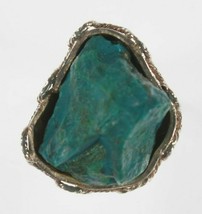 Vintage Elias Peru Un-cut Natural Turquoise Sterling Silver Ring (Size 4) - $154.89