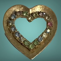 Vtg  Beautiful silver tone heart with rhinestone  BROOCH  Pin vintage jewelry - £27.54 GBP