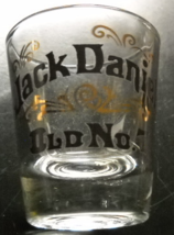 Jack Daniels Shot Glass Old No 7 Black Print Multiple Gold Filigrees Libbey L - £6.29 GBP